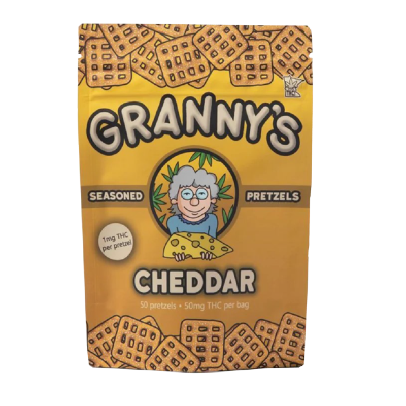 granny's cheddar 50mg thc pretzels