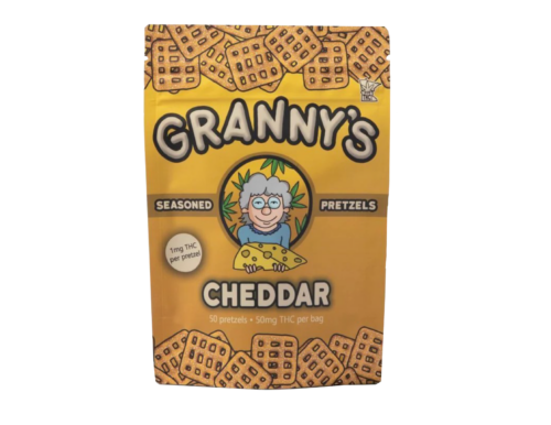 granny's cheddar 50mg thc pretzels